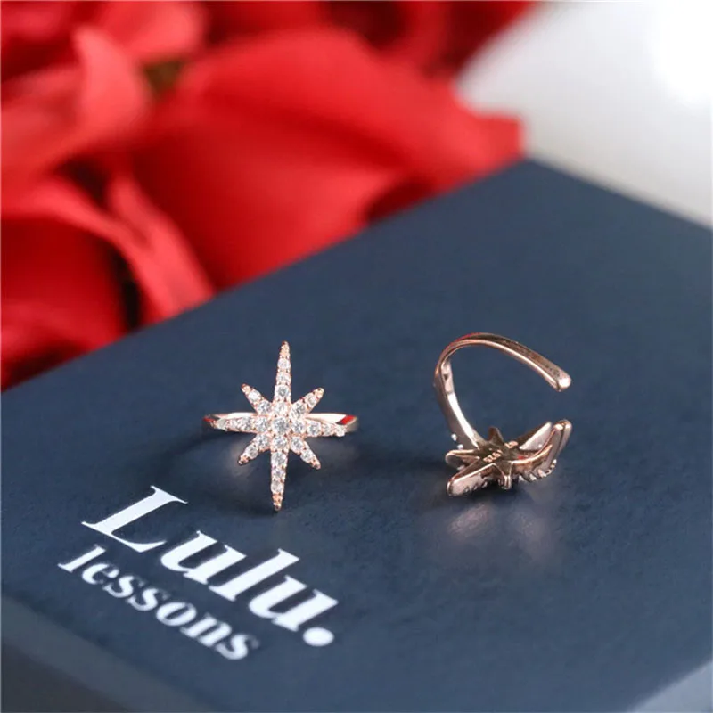 rose gold Женский серебряный и звезда розового золота, Кафф для ушей, микро Pave CZ Циркон, не прокалывается, маленький размер, для девушек, клипсы, серьги, манжета, корейские ювелирные изделия для ушей - Окраска металла: rose gold