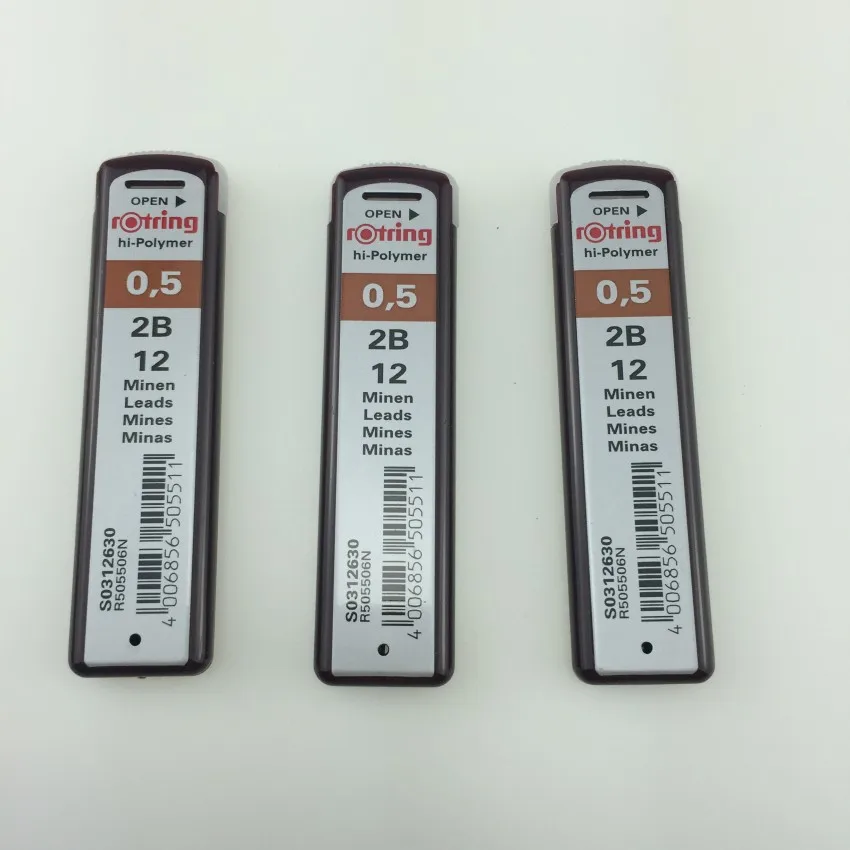 052B 3 tubes Rotring 2B/HB/B 0,5/0,7/0,9/1,0 мм карандашные грифели механические карандаши для заправки зажигалок автоматически стержни для карандаша для рисования - Цвет: 052B 3 tubes