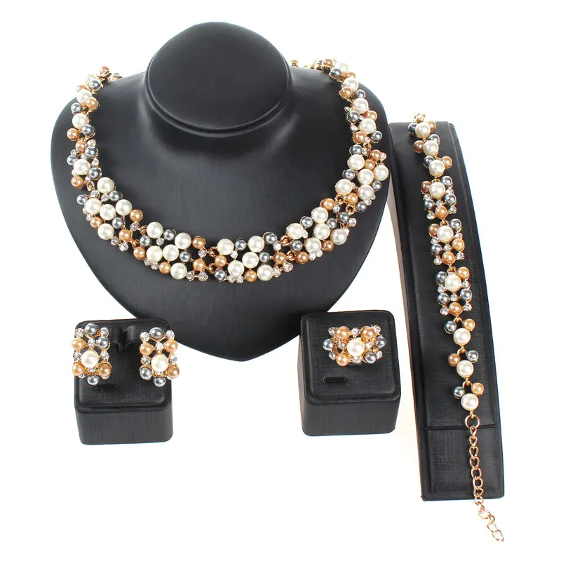 Женский классический жемчужный Топ золотого цвета с прозрачными кристаллами