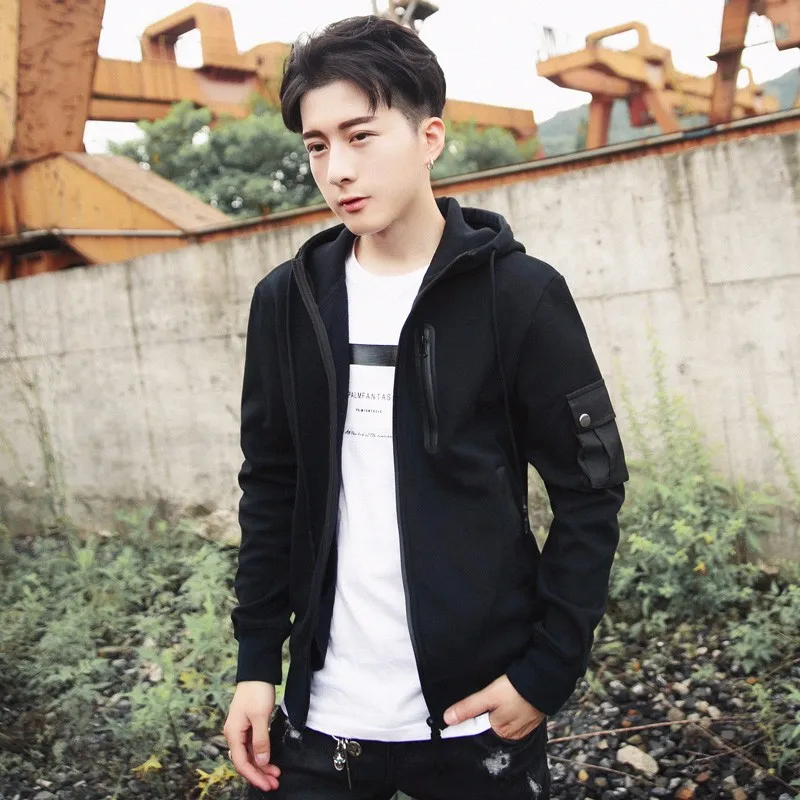 

Autumn Men's Hoodies Tracksuit Drawstring Pocket Hooded Sweatshirt Long Sleeve Zip Sweatshirt