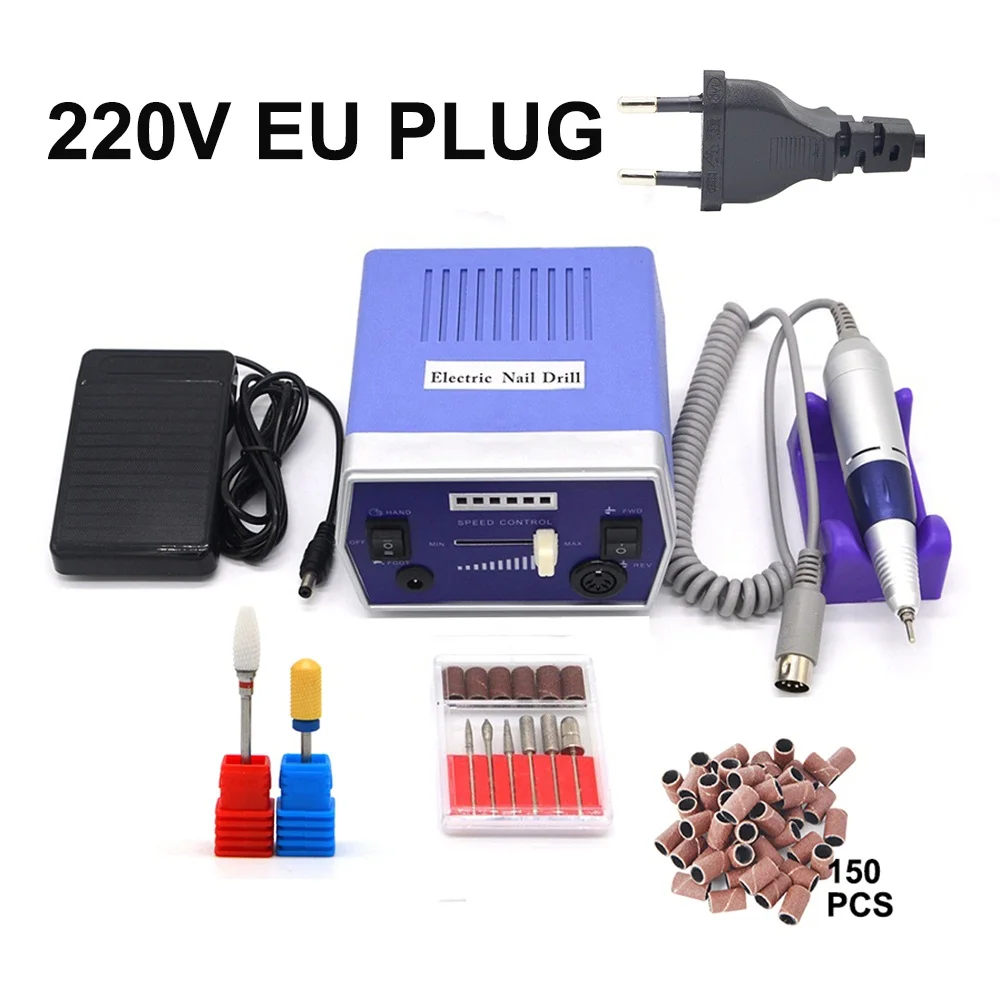 blue EU plug150B2D5 Золотой электрический сверлильный станок для дизайна ногтей, Профессиональный аппарат для маникюра, оборудование для дизайна ногтей, оборудование для педикюра и маникюра - Цвет: blue EU plug150B2D5