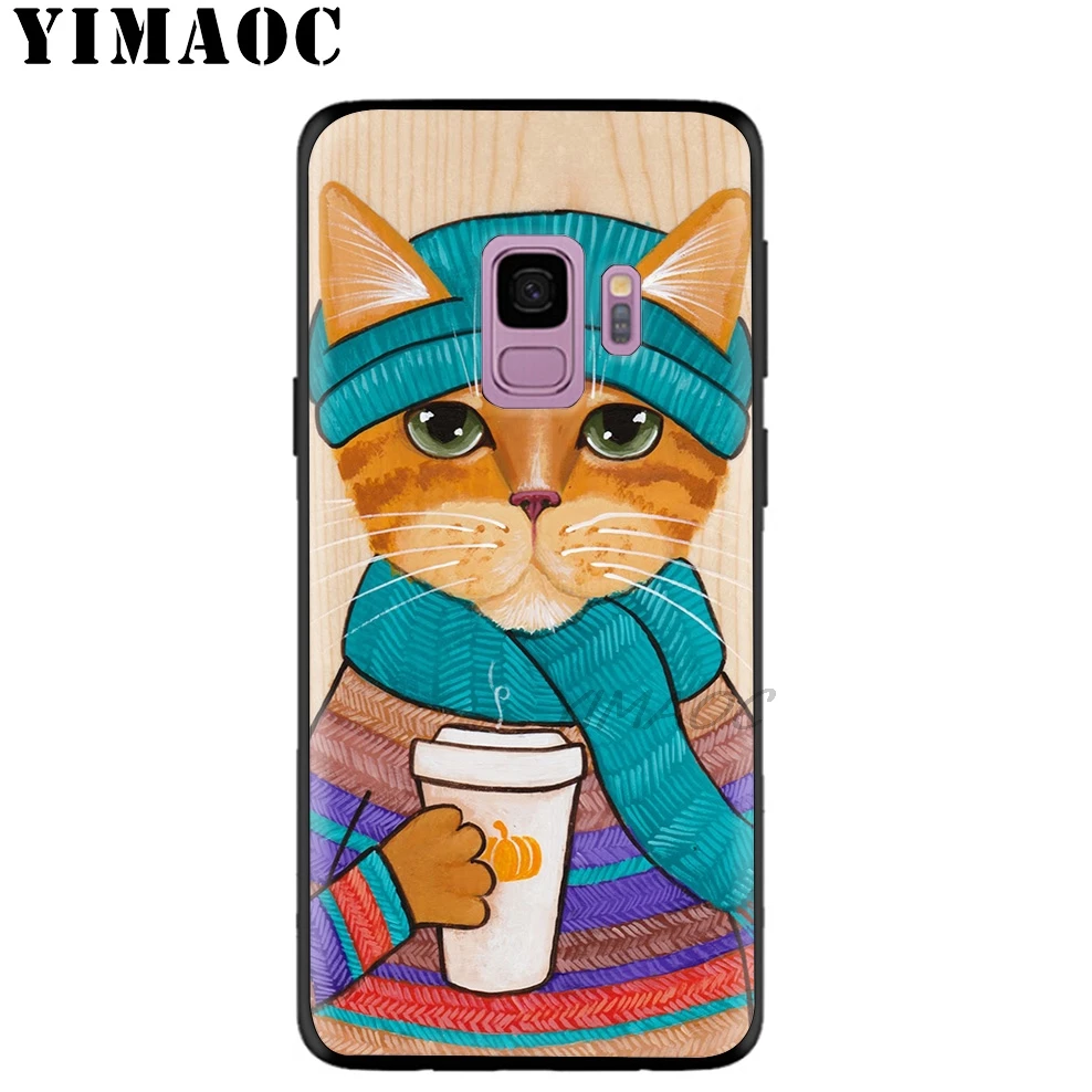 YIMAOC Cat And Coffee Pig Soft TPU Silicone Case for Samsung Galaxy S10 S10e S9 S8 Plus S7 S6 Edge &amp J6 |