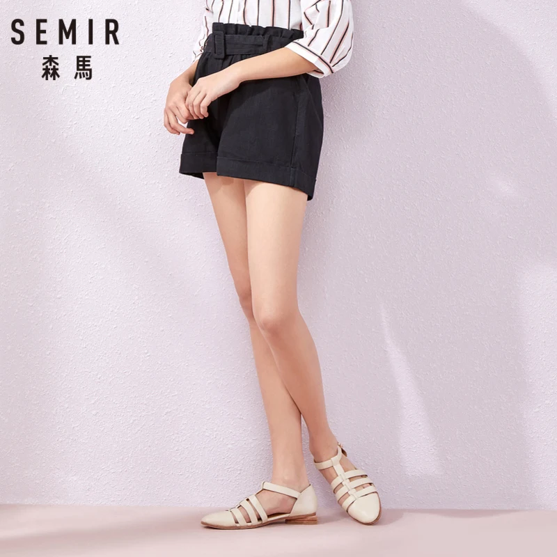 SEMIR 2019 летние женские хлопковые шорты для отдыха контрастная Привязка с разрезом