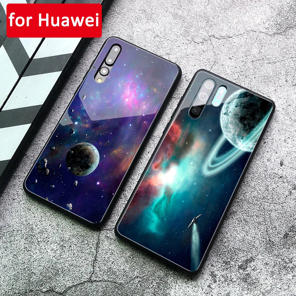 Для Huawei Mate 20 Pro Чехол Galaxy Space стеклянный чехол для 10 P10 P20 P30 Honor Play Nova 3e Note | Мобильные