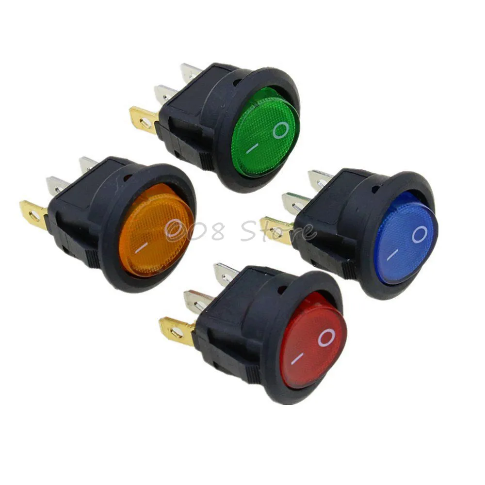 Дополнительный Цвета на включения/выключения светодиодный 12V 16A точка круглый рокер рычажный выключатель SPST машина лодка свет