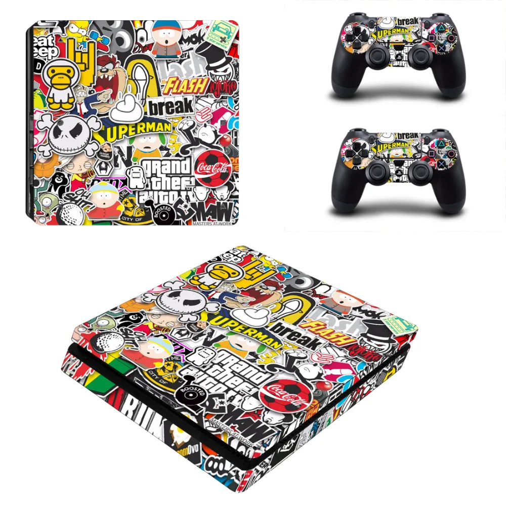 Наклейка Граффити бум PS4 Slim Skin наклейка для консоли Sony PlayStation 4 и 2 контроллера Skins