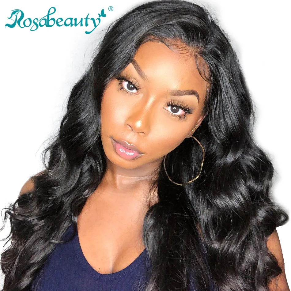 Rosabeauty человеческие волосы волнистые 360 кружевные передние al парик для черных