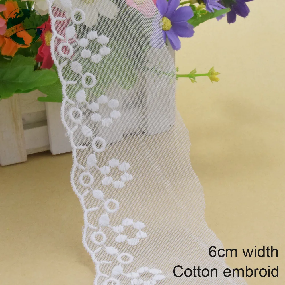 

10yards 6cm wide Cotton embroid lace sewing ribbon guipure trim wedding lace DIY Garment Accessories african doll lace#3943
