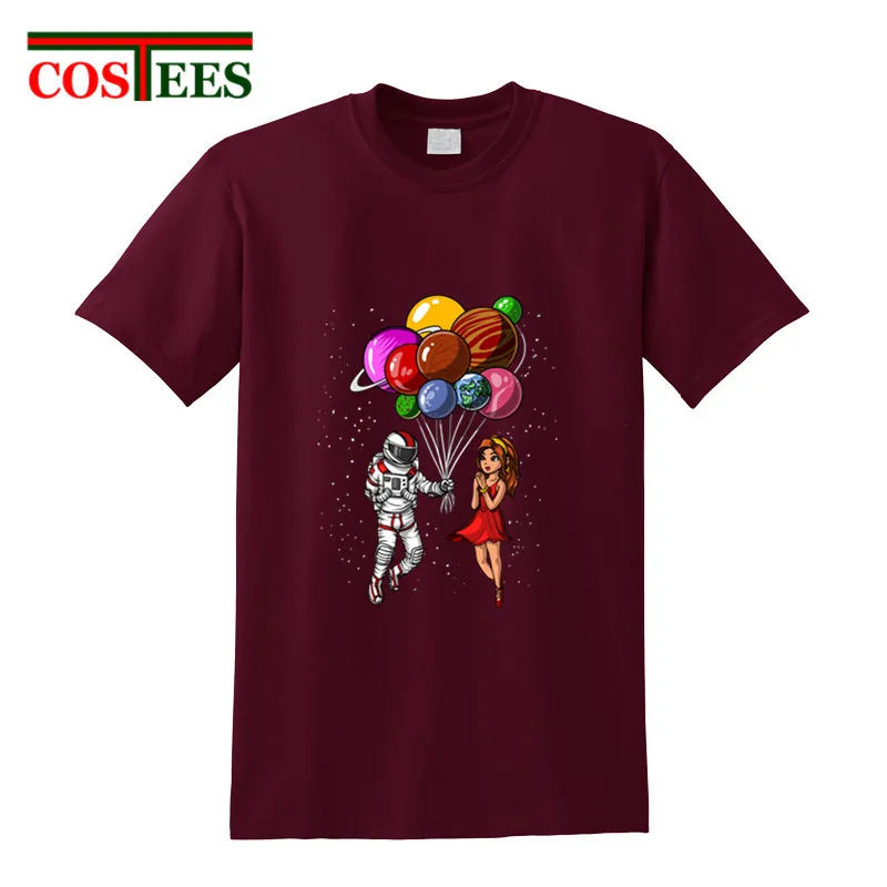 Camiseta Astronaut Shirt For Girls&ampBoys Space Couple Balloons Party T Men 2018 New summer Design Valentine's day tee shirt | Мужская