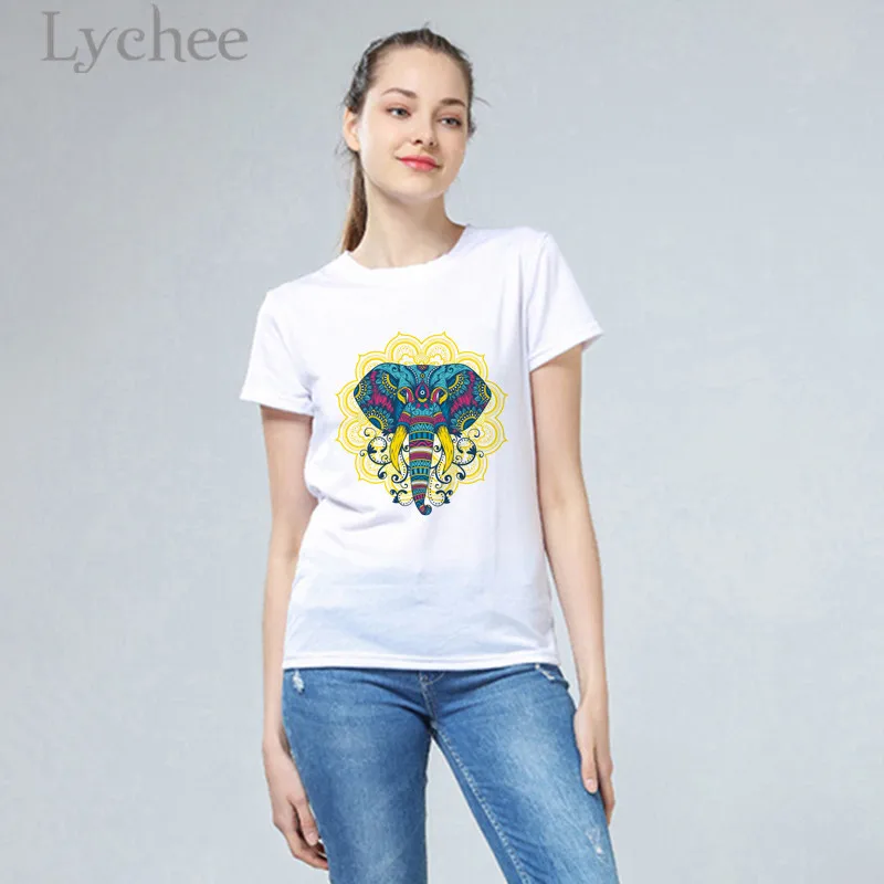 Женские футболки Lychee с принтом Харадзюку топы круглым вырезом и коротким рукавом