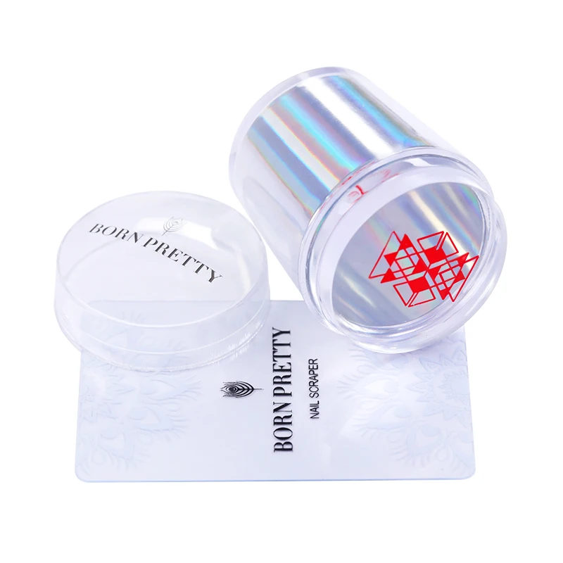 BORN PRETTY прозрачная головка желе ногтей Stamper голографическое лазерное красочное