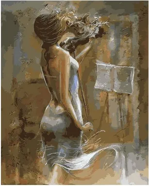

Diy Painting bueaty women digital number decorative wall pictures living room canvas painting frameless 40X50cm AOP049