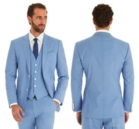 sky blue wedding suits slim fit bridegroom tuxedos for men 3 pieces groomsmen suit formal business male suits custom made