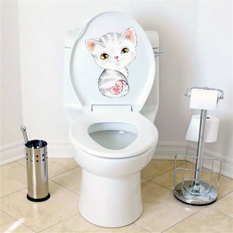 Kawaii собака кошачий Туалет Стикеры s фотообои с животными плакаты изображением