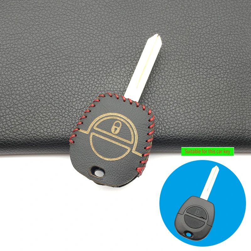 Верхний слой кожаный чехол для ключей Nissan Micra Almera Primera X-trail-Holder чехол для ключей автомобиля Fob 2 кнопки дистанционного управления