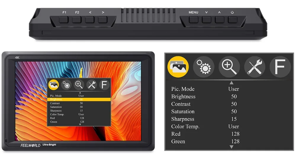 FEELWORLD FW279 7 дюймов ультра яркий 2200nit на поле камеры DSLR монитор Full HD 1920x1200 4K HDMI вход выход высокая яркость