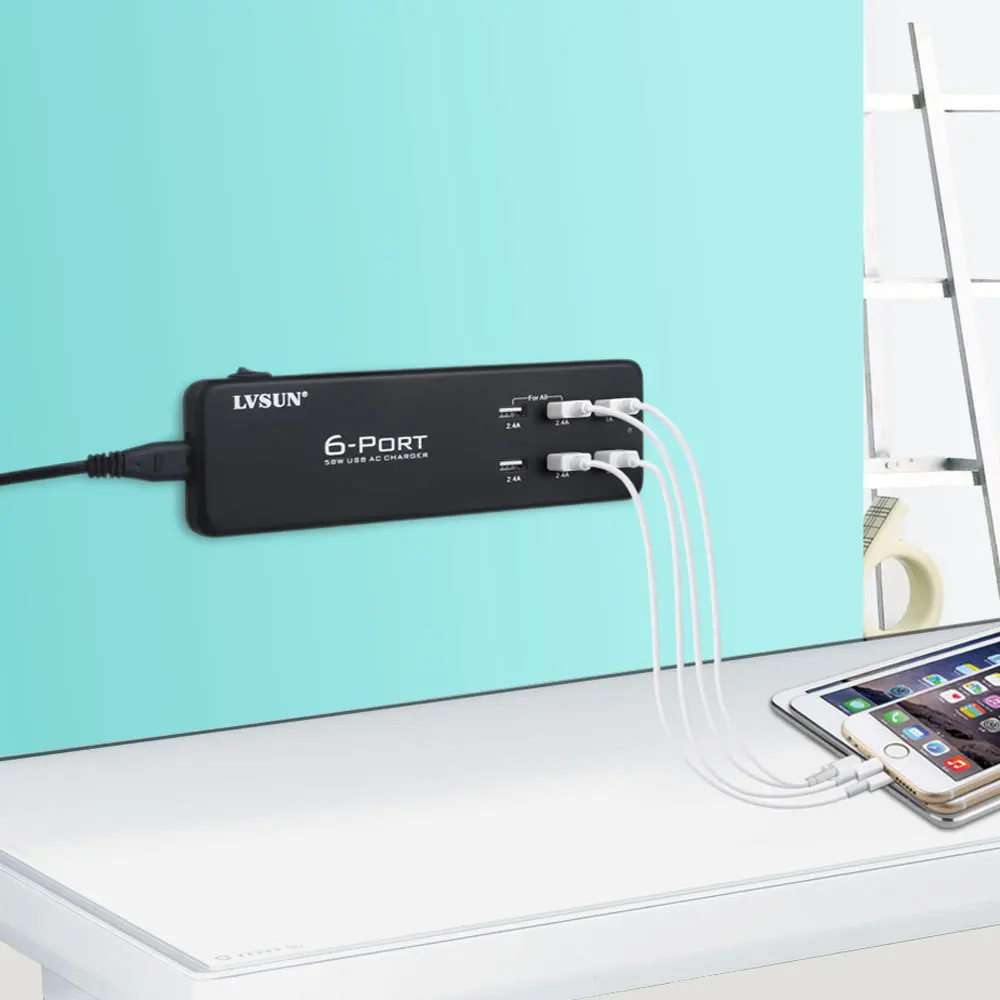 UDOLI 5 в 2.4A 6 портов универсальное настольное USB настенное зарядное устройство