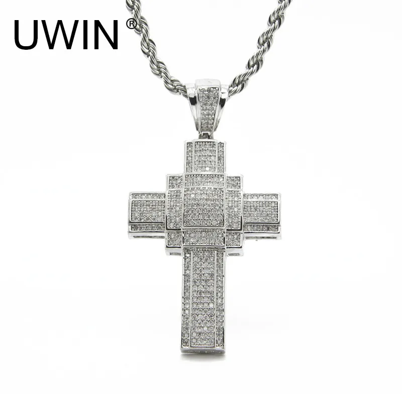 Женская и Мужская винтажная подвеска UWIN в стиле хип хоп с кристаллами стразы|cross