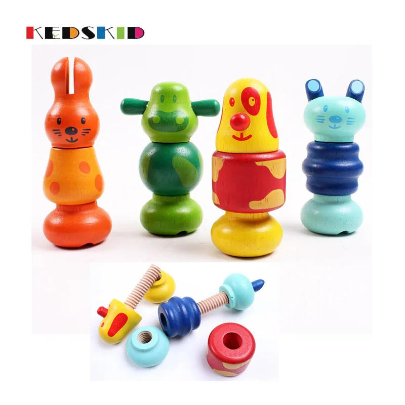 Random style Removable wooden nut combination blocks assembled for children hands Train children's hand eye coordination | Игрушки и