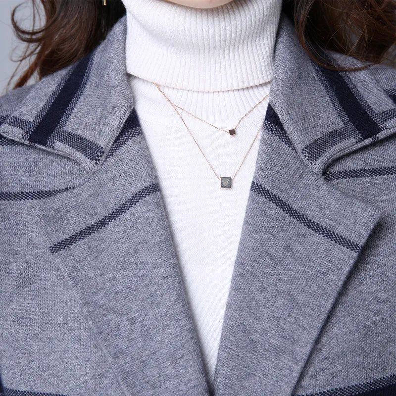 

XUXI Women Suit collar plaid wool coat female overcoat 2019 New loaded loose long sweater manteau femme large size M-3XL FZ547