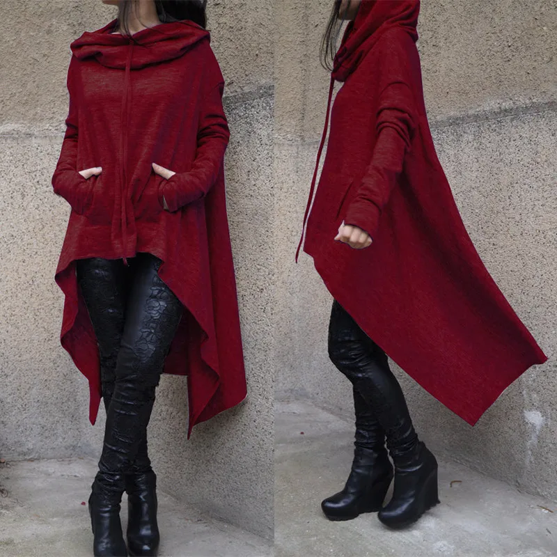 

Manubeau Autumn Irregular 4XL 5XL Oversize Hoodies Sweatshirt Women long Streetwear Mantle Hooded Pullover Coat Sudaderas Mujer