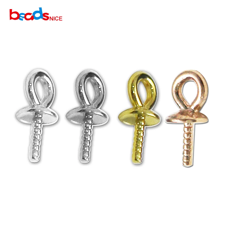 

Beadsnice 925 Sterling Silver Pendant Bails Cup Jewellery Findings Pearl Bail Pin Pendants for Half-drilled Beads ID28646