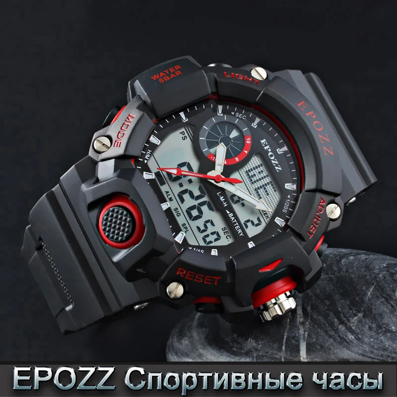 Лучший бренд класса люкс Epozz красный G Стиль Круглый Большой Циферблат цифровой