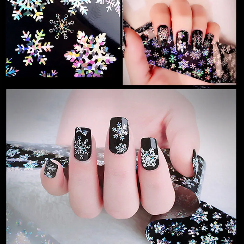 6 шт./лот рождественские наклейки из фольги для ногтей симфония Снежинка красивые
