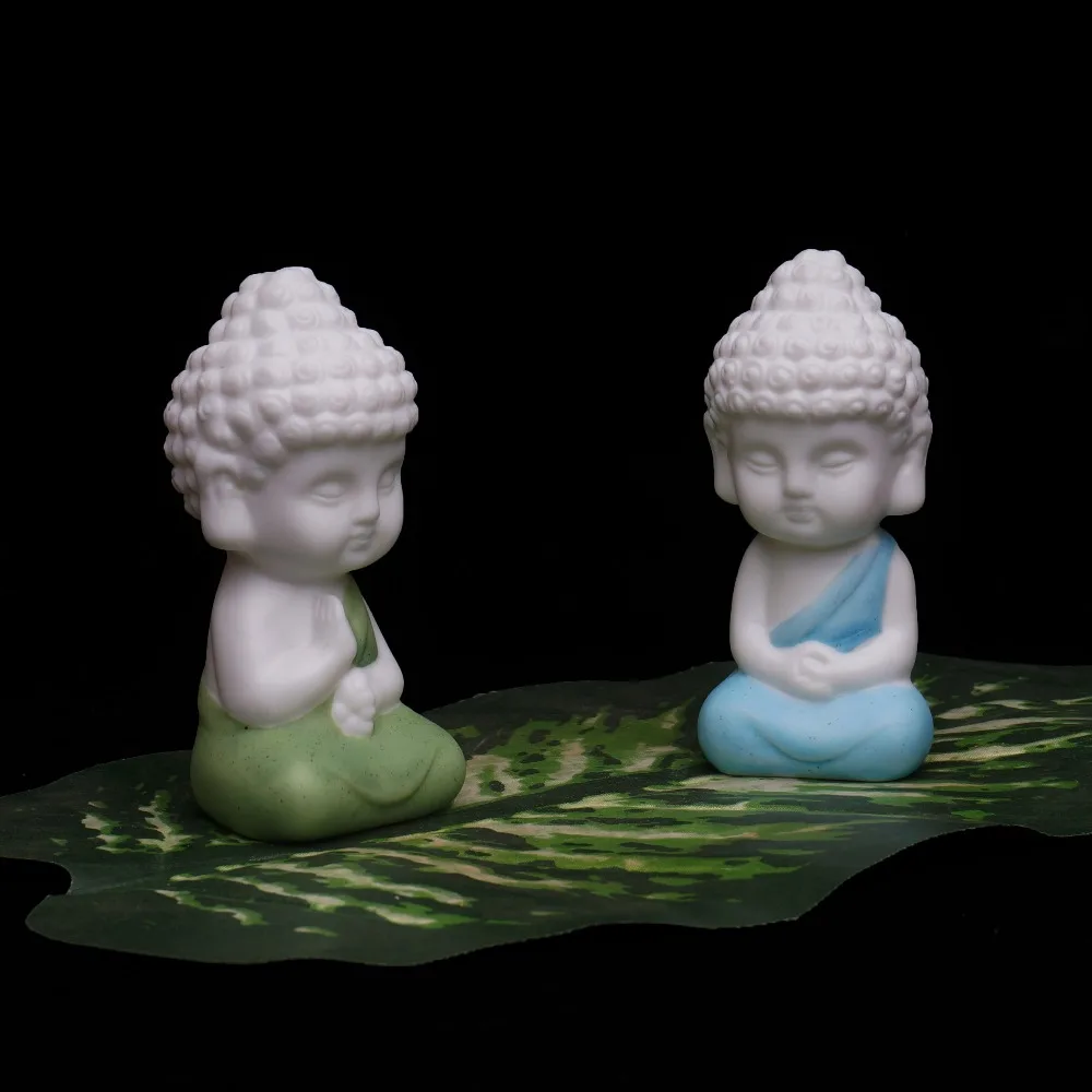 small buddha statue monk figurine tathagata India Yoga Mandala tea pet purple ceramic crafts decorative ceramic ornaments