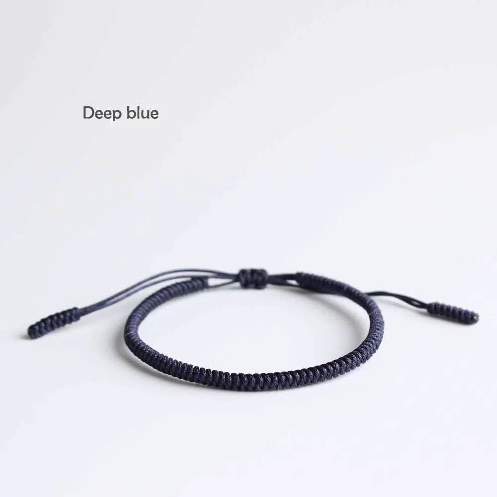 Deep blue Синий голубой Тибетский буддистский плетеный браслет на веревке с узелками, регулируемый размер той же модели, что и леonardo DiCaprio Blessed Best friend - Окраска металла: Deep blue