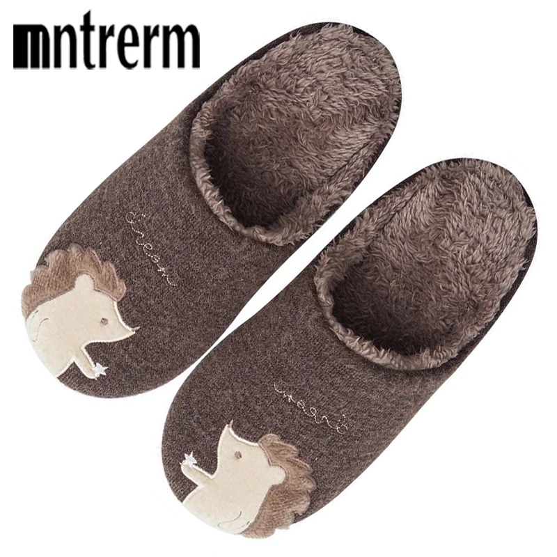 Домашние тапочки Mntrerm мягкие плюшевые хлопковые с животными обувь большого