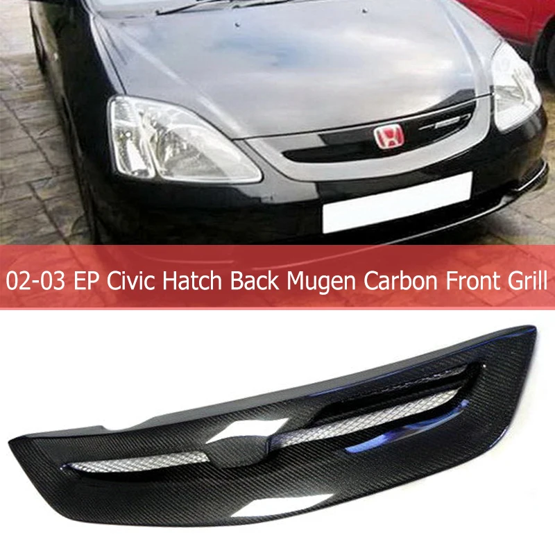 Автомобиль Запчасти для EP Civic Hatch Вернуться 02-03 Mugen CF углеродного волокна передняя решетка автомобиля-Стайлинг кузова комплект аксессуаров