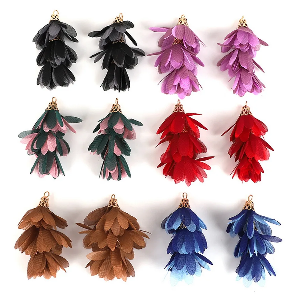3 слоя моды ручной работы богемные Цветы кисточки Подвески для DIY серьги