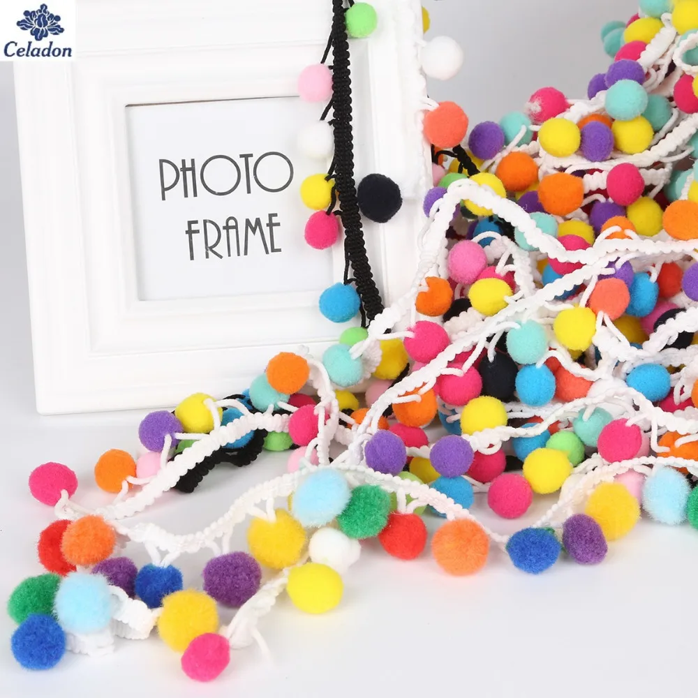 2 ярда 30 мм смешанный цвет кружево с помпонами кисточка помпон отделка шары лента