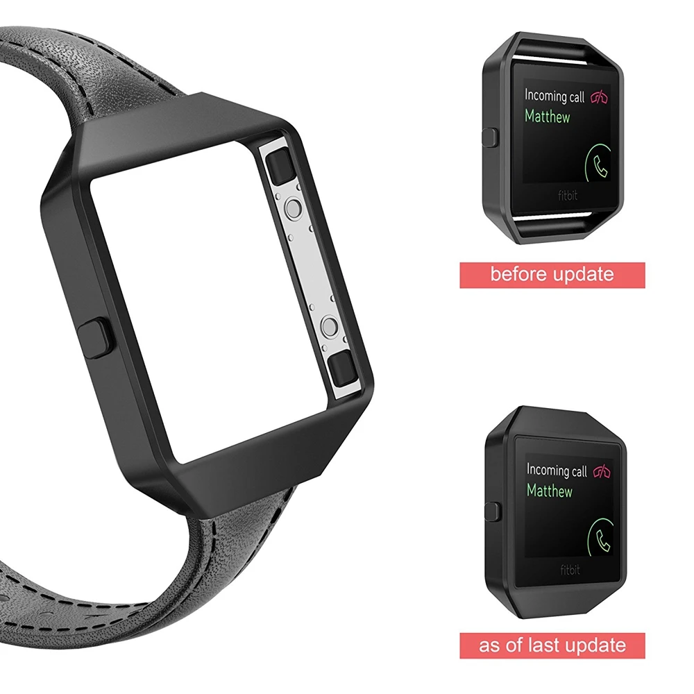 Кожаные браслеты с металлической рамой совместимы Fitbit Blaze Смарт-часы классические из натуральной кожи заменить мужские Т-ремень для женщин и мужчин