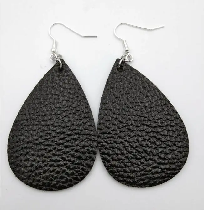 23 New Teardrop PU Leather Earrings Lightweight Leaf Petal Drop Earrings Valentines Day Gift For Women Girls - Окраска металла: 23