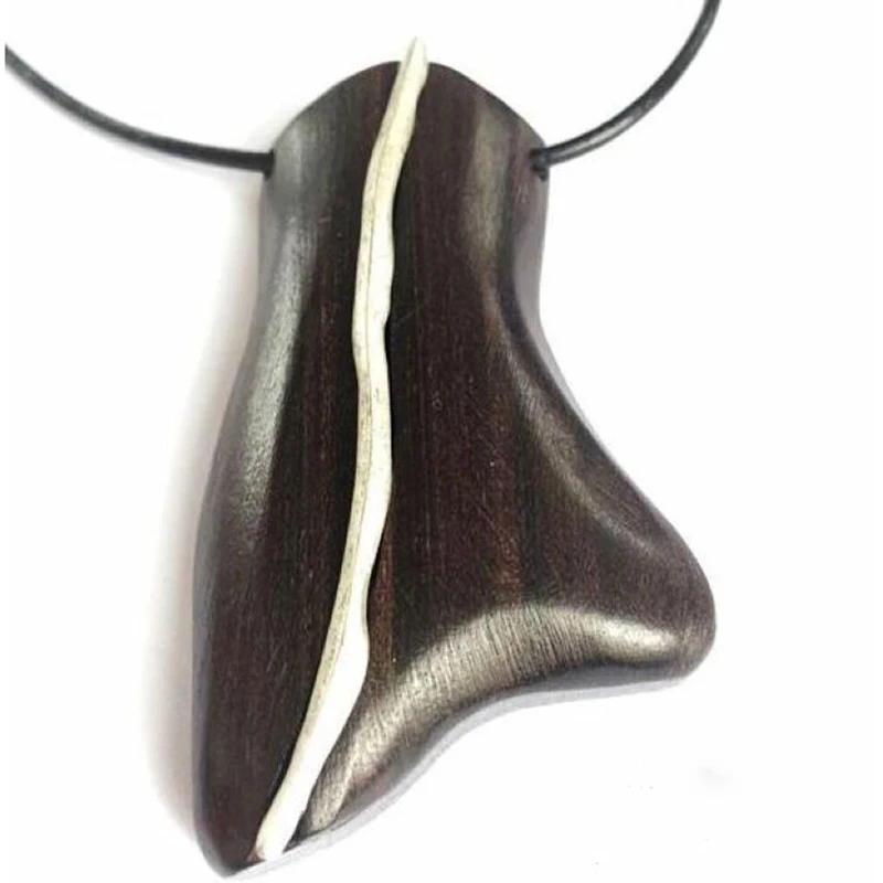 Ethnic Ebony Wooden Pendant Necklace Black Leather Minimalist Wood For Women Vintage Natural Jewelry | Украшения и аксессуары
