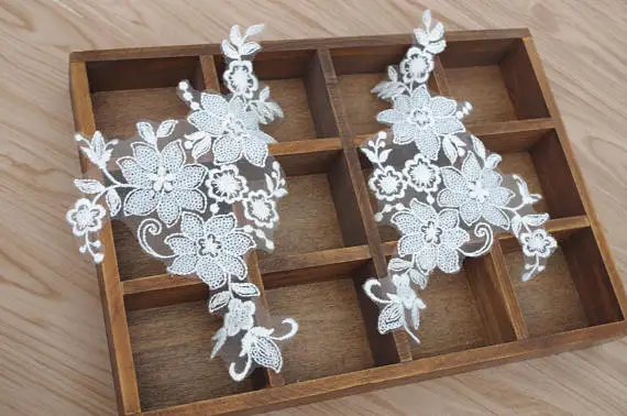 

20 pcs off white sequin lace appliques, bridal lace applique, Wedding Dress Decoration DIY Clothing Accessories DZDH0040H