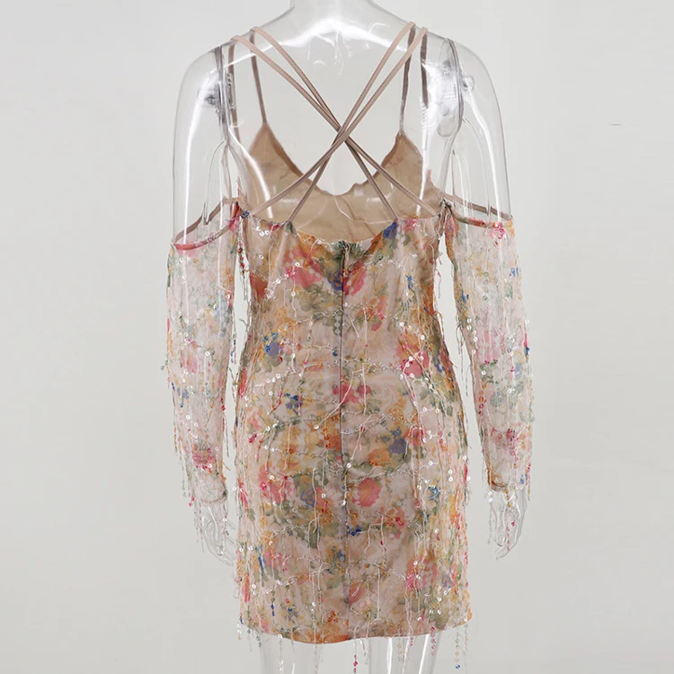 Karlofea летнее пляжное мини платье сексуальное с вырезами на плечах длинным рукавом