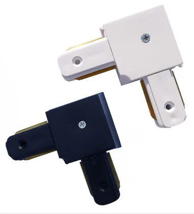 L connector Светодиодный рельс Дорожки 1 м осветительный фитинг прожекторы алюминий 2 провода модульный соединитель треков приспособление черный белый Универсальные рельсы - Испускаемый цвет: L connector