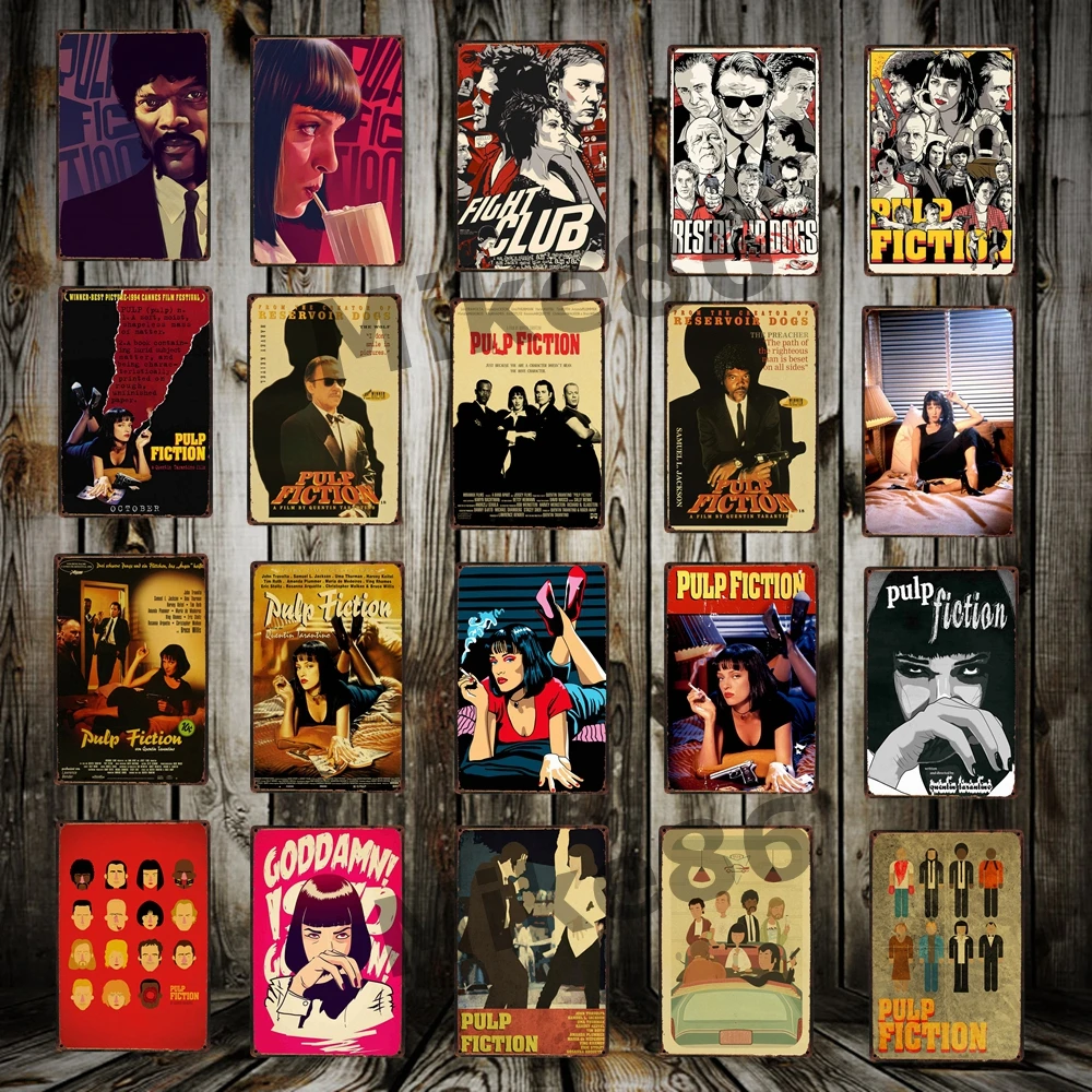 

[ Mike86 ] Pulp fiction Fight club Reservoid Dogs Retro Movie Metal Poster Pub Cinema Bar Mural Painting Decor 20X30 CM AA-1039
