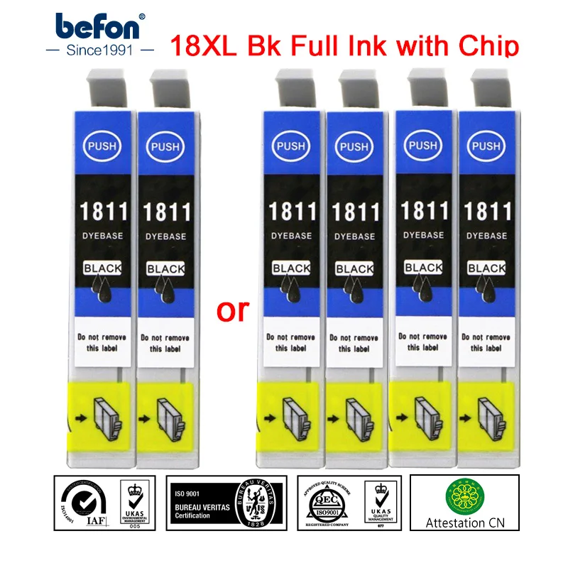 Сменный Черный чернильный картридж befon 18XL для Epson T1811 T 1811 18 XL XP30 XP102 202 305 405 205 302 402