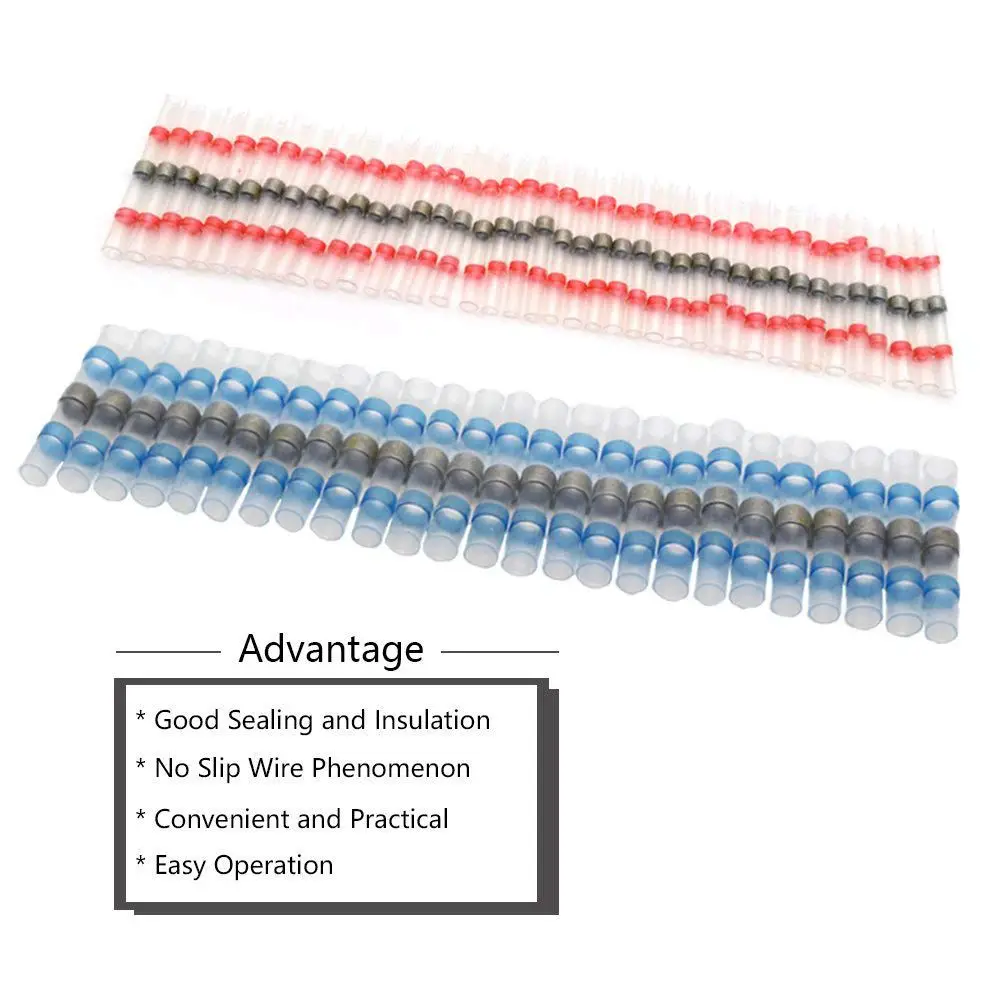 SHGO-65pcs Solder Seal Wire Connectors Heat Shrink Electrical Terminals Assorted Insulated Waterproof Butt Connector set | Инструменты