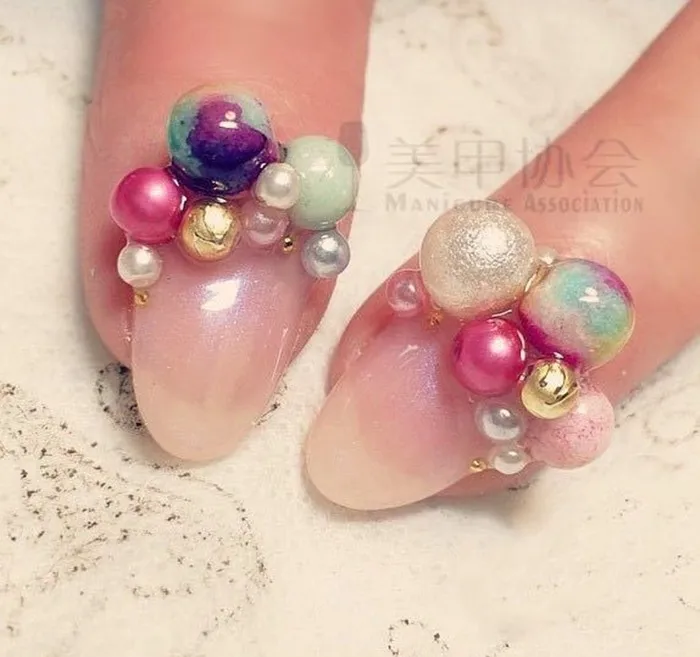 500 шт./пакет японская новая нейл-арта украшения хлопковое жемчужное 4 мм-8 мм лак для ногтей, метал Стикеры украшения для ногтей