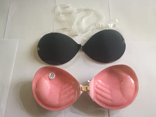 black with pink Для женщин Невидимый бюстгальтер без бретелек бюстгальтер груди девушки силиконовый бюстгальтер с Ясно ремни с пуш-ап, с открытой спиной, купальный костюм 2 в 1 Цвет бюстгальтер без косточек - Цвет: black with pink