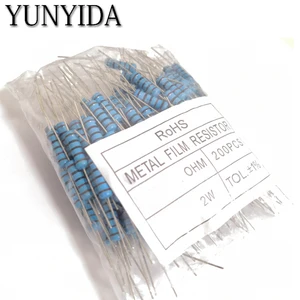 Металлический пленочный резистор 2 Вт +-200, 1% шт., 2 Вт 1R 10R 22R 47R 100R 220R 330R 680R 1K 2K2 4,7 K 10K 47K 100K 470K 1M