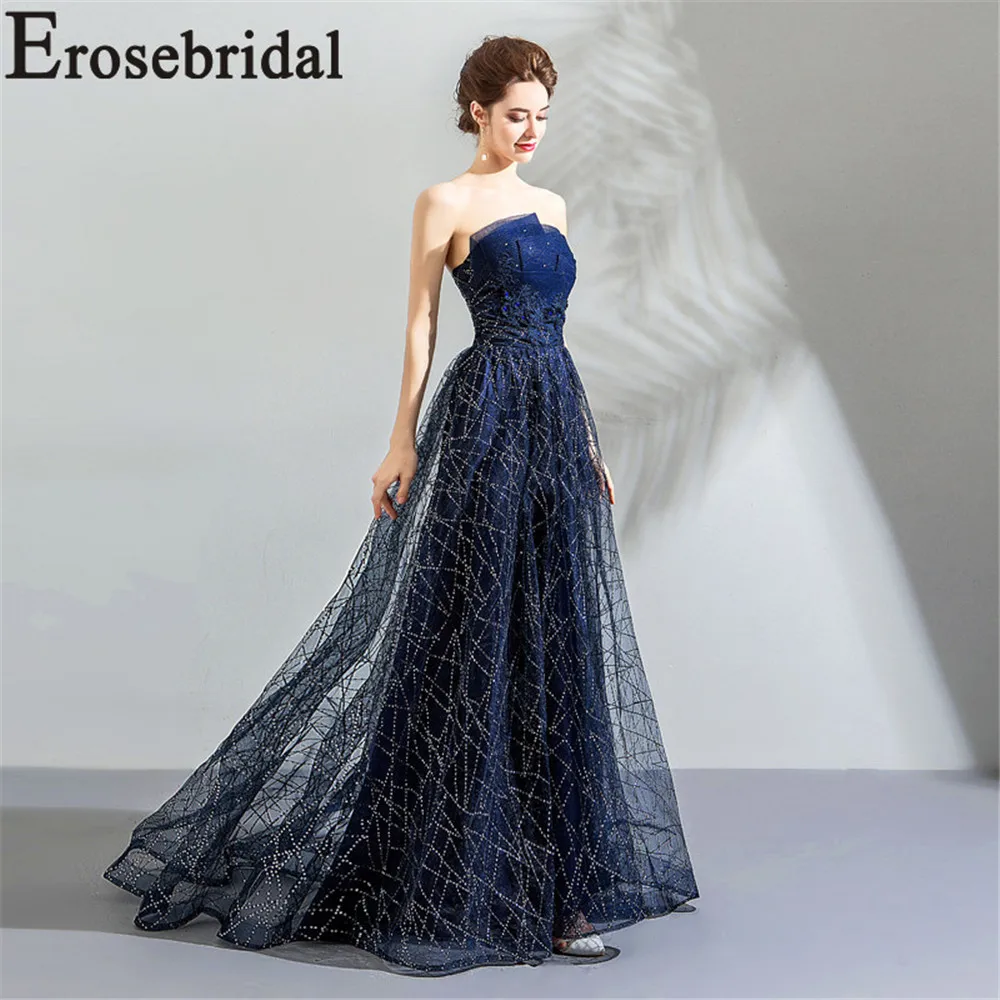 Женское вечернее платье с бусинами Erosebridal длинное блестящее из ткани на