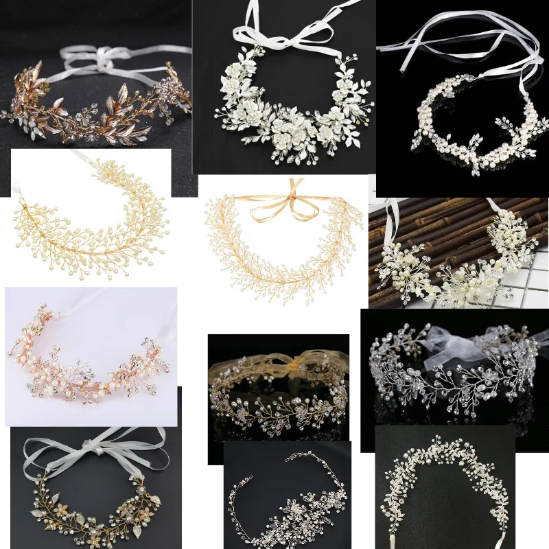 

Baroque Luxury Silver Crystal Pearl Bridal Wedding Hair Piece Accessories Hairbands Headbands Crown Head Chain Tiaras Jewelry