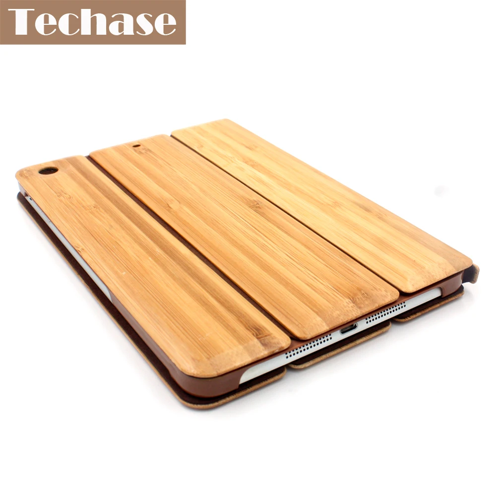 Techase Планшеты чехол для iPad 2 3 4 Case Bamboo Защитная крышка для iPad Mini 1 2 3 складные авто держатели для планшета для iPad Air