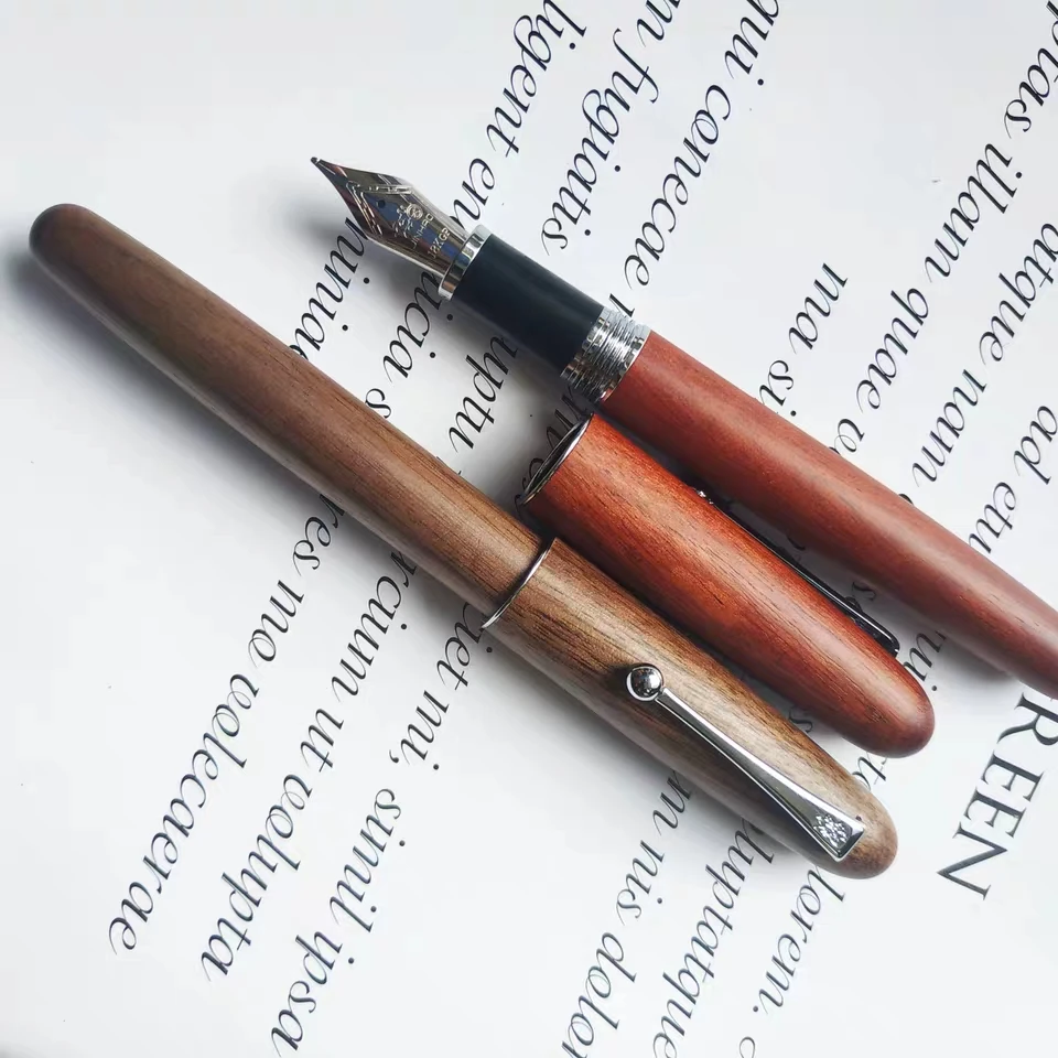 Jinhao Wooden Fountain Pen Ink Pen#6 Size F/M Wet/Architect/Fude Nib Optional Stationery Office school supplies